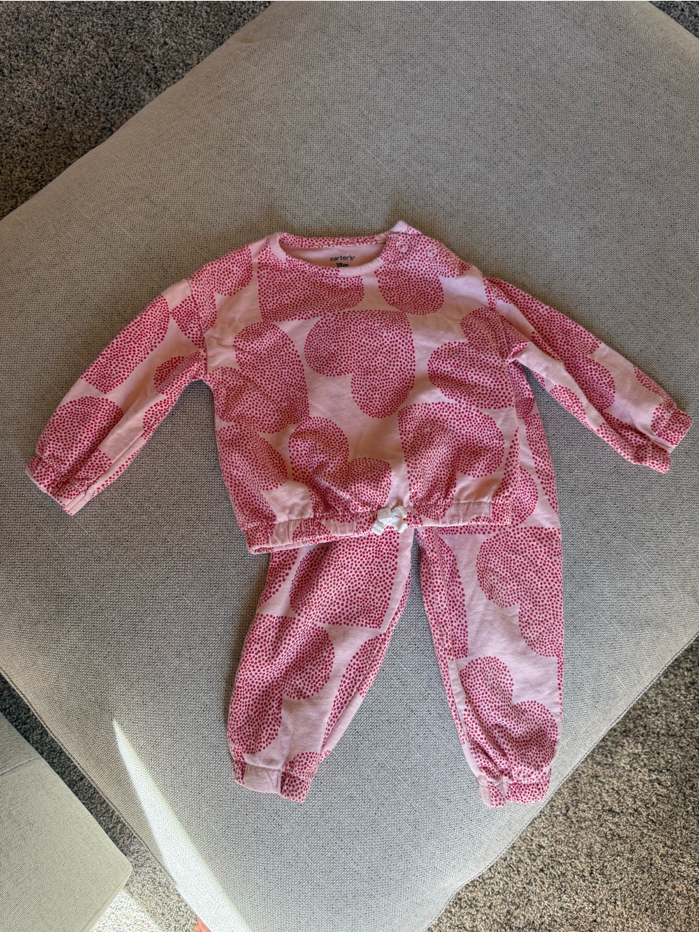 Carter's Pink Heart-Print Two-Piece Romper Set